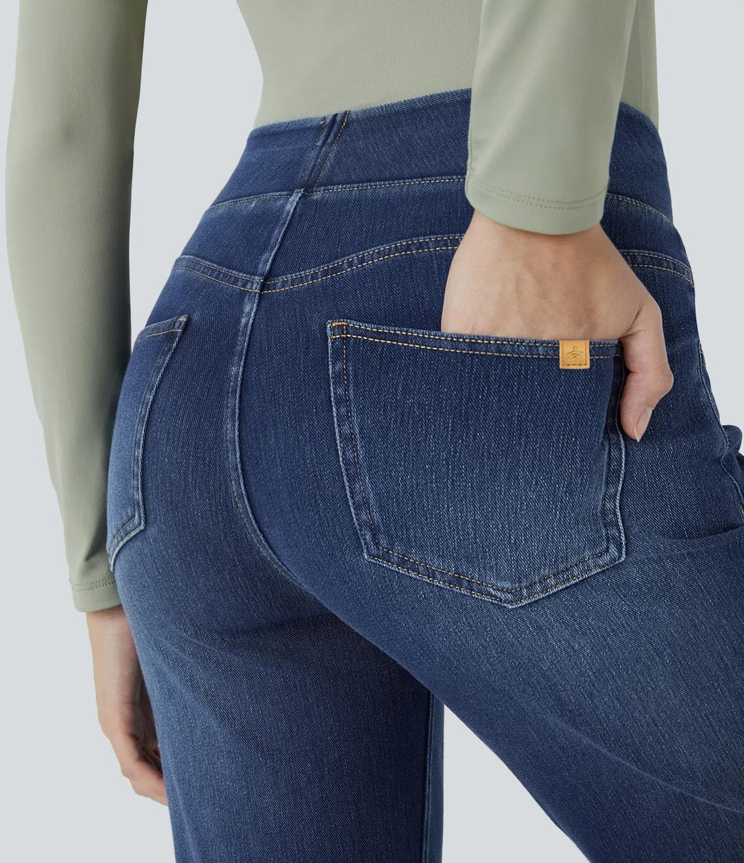 Premium Wash™ High Waisted Pockets Washed Casual Bootcut Jeans