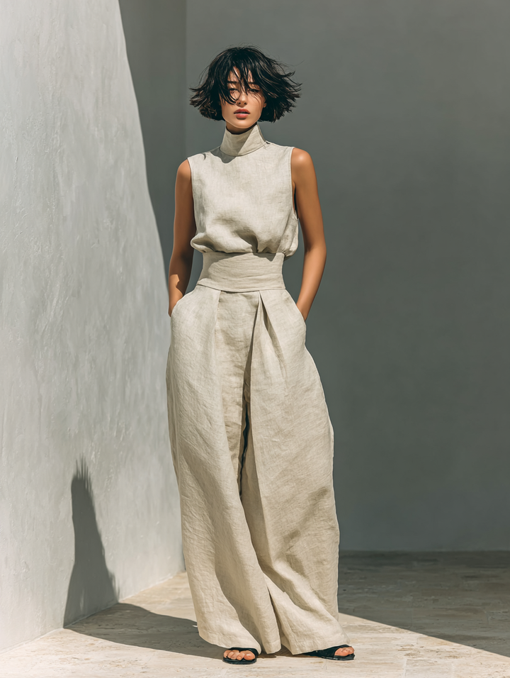 Sage | Sleeveless Blouse & Pants Set