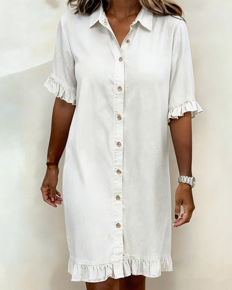 Lorea | Comfortable Denim Dress with Flattering Ruching