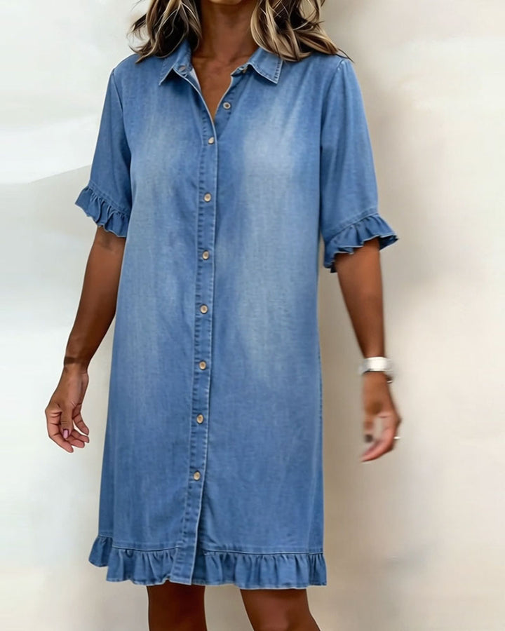 Lorea | Comfortable Denim Dress with Flattering Ruching