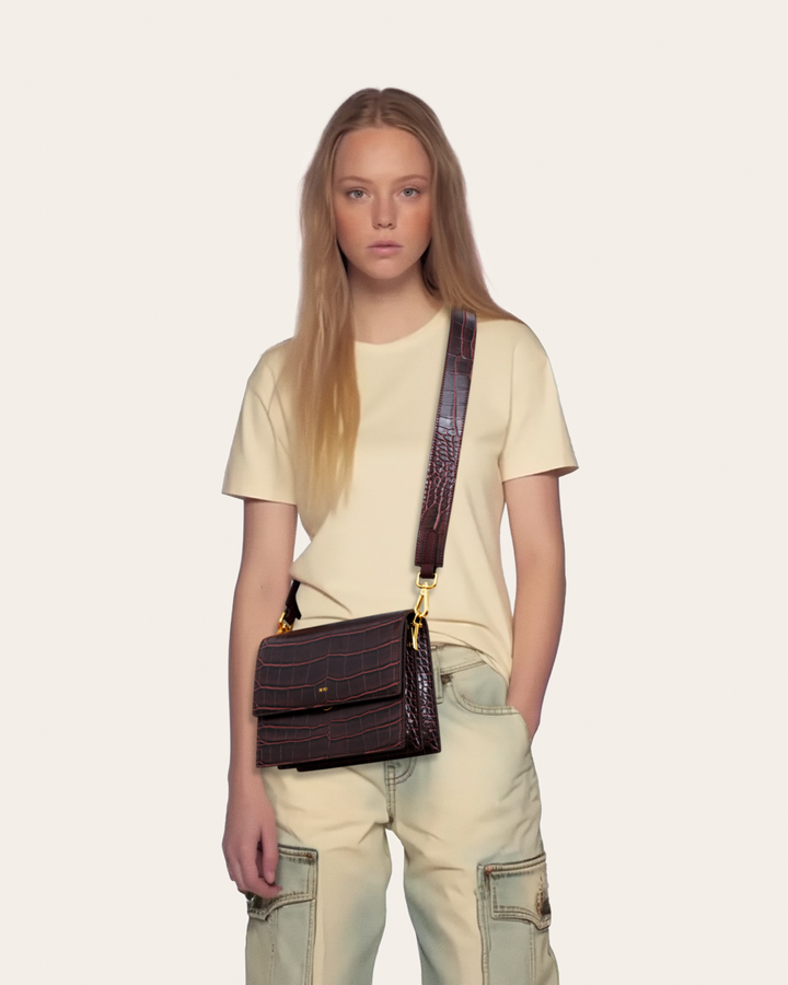 Fleur | Mini Croc Flap Crossbody