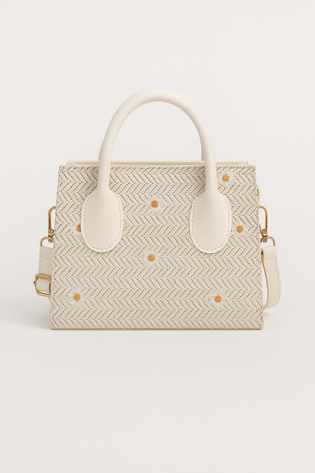 Xiava | Woven Straw Bag with Flower Detail