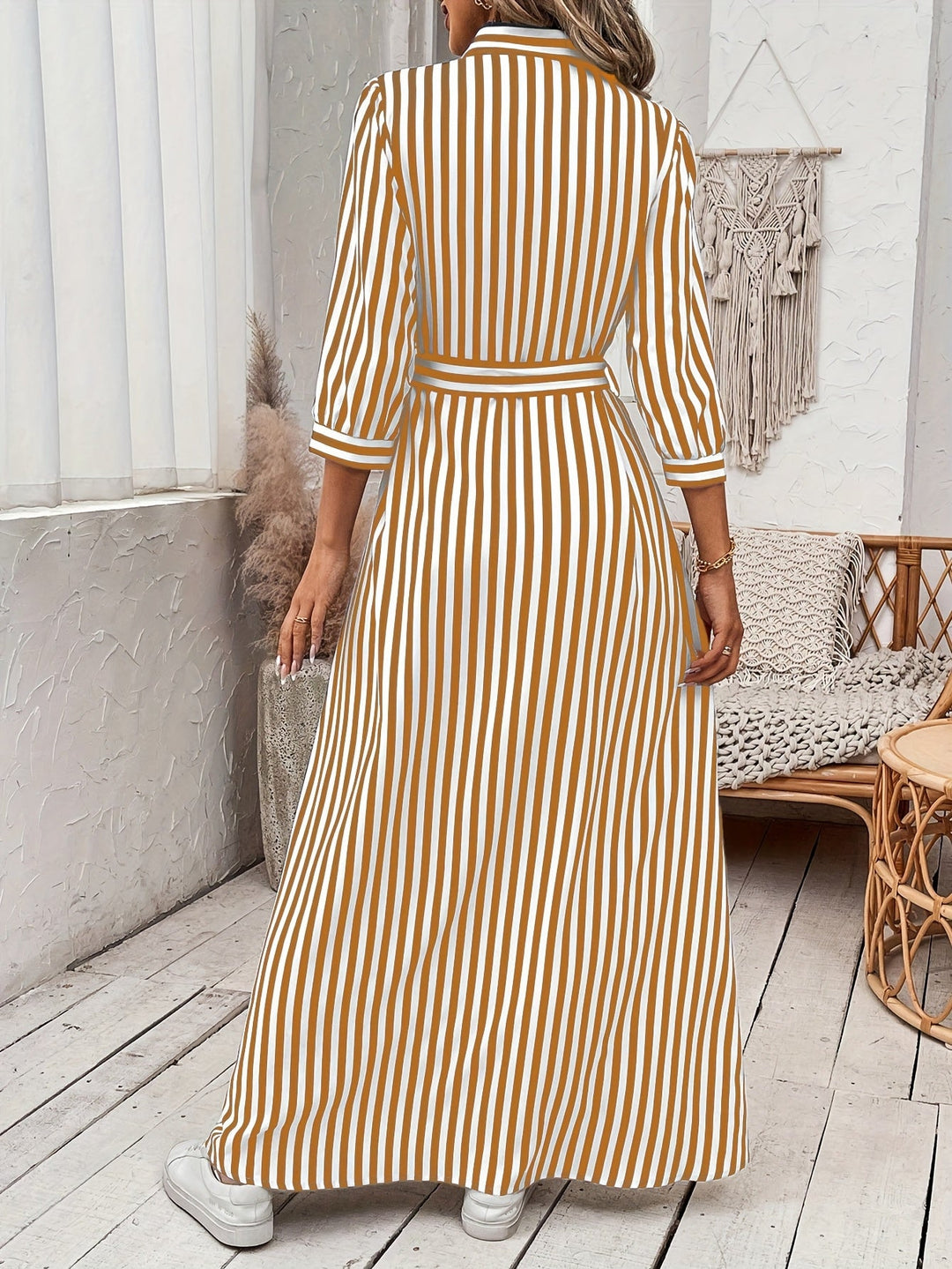 Meredith | Belted Shirt Maxi Dress