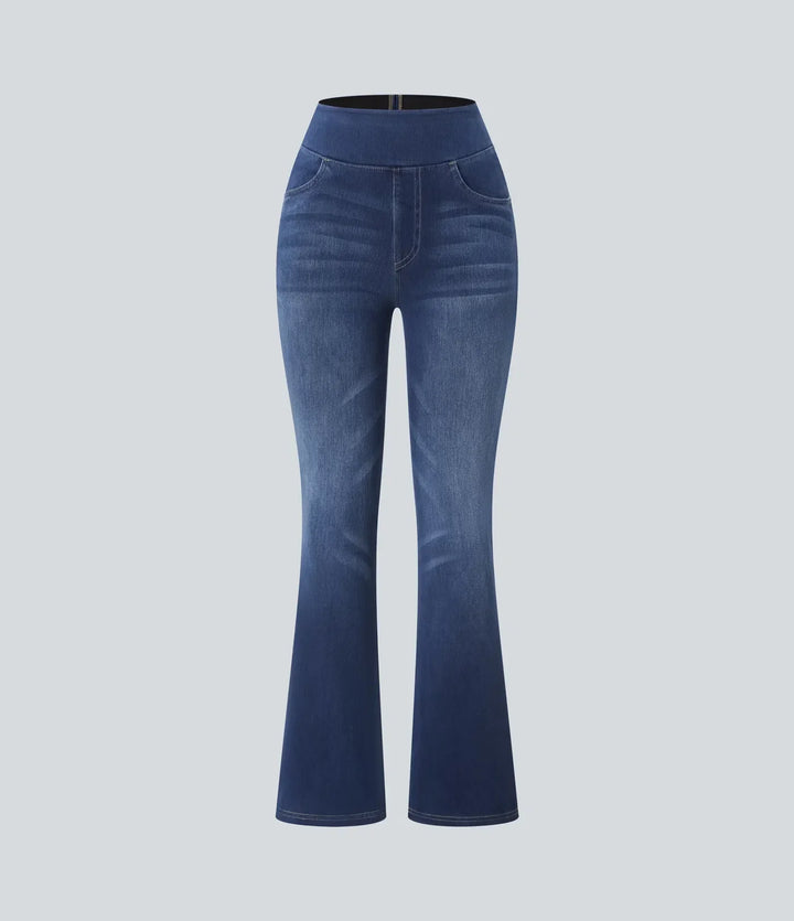 Premium Wash™ High Waisted Pockets Washed Casual Bootcut Jeans
