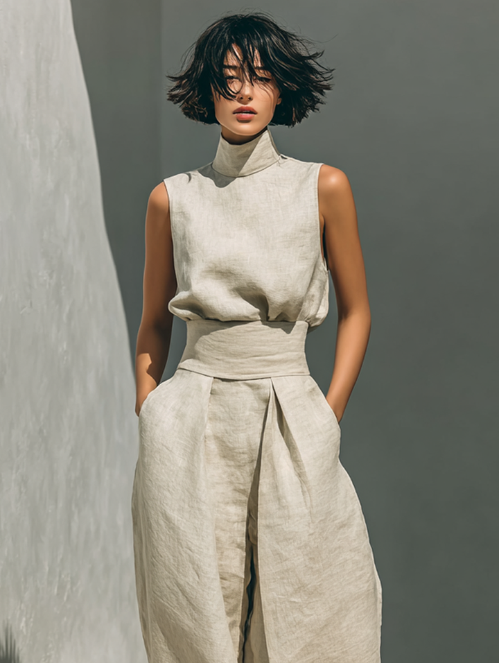 Sage | Sleeveless Blouse & Pants Set