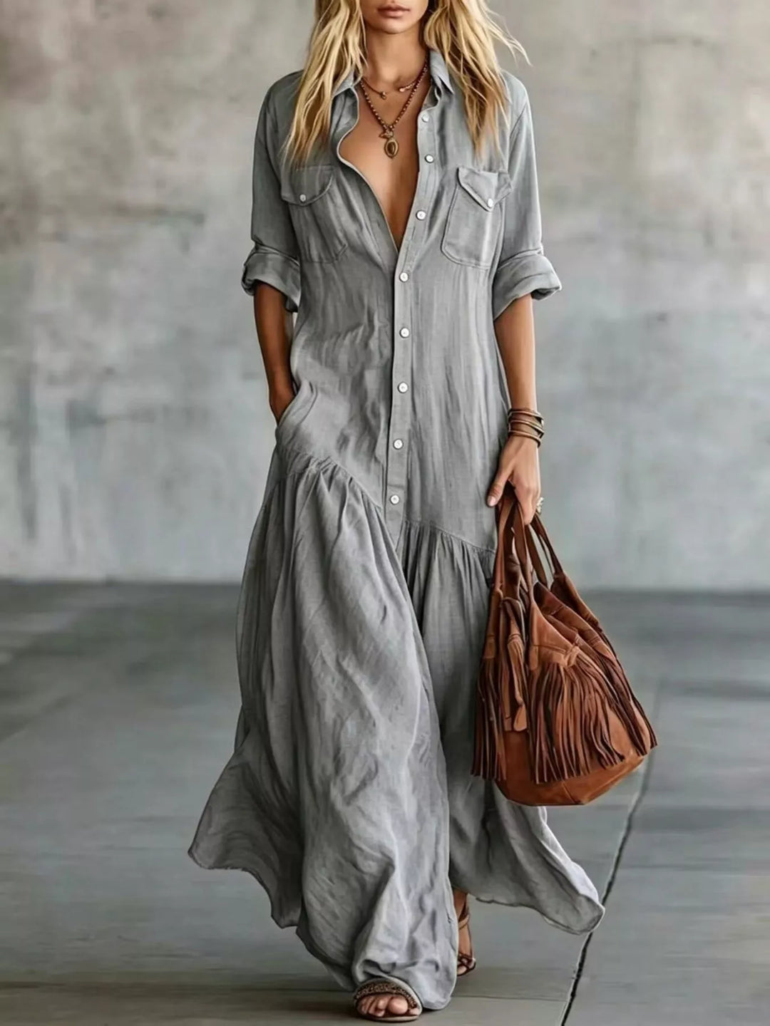 Georgia | Button-Front Maxi Dress