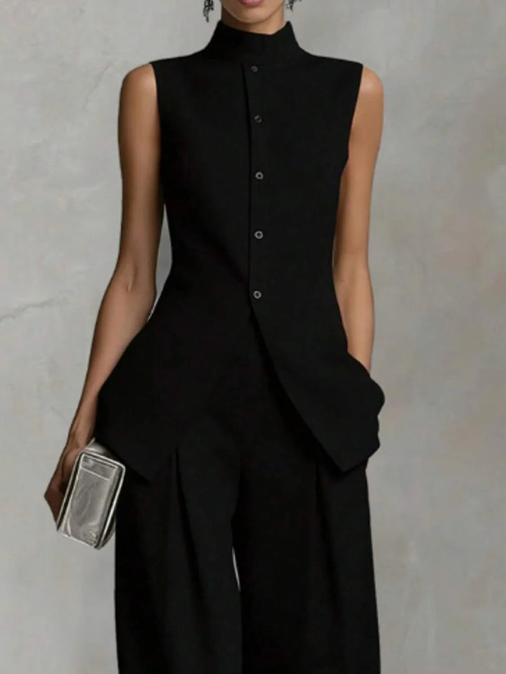 Ophelia | Sleeveless Shirt & Wide-Leg Pants Set