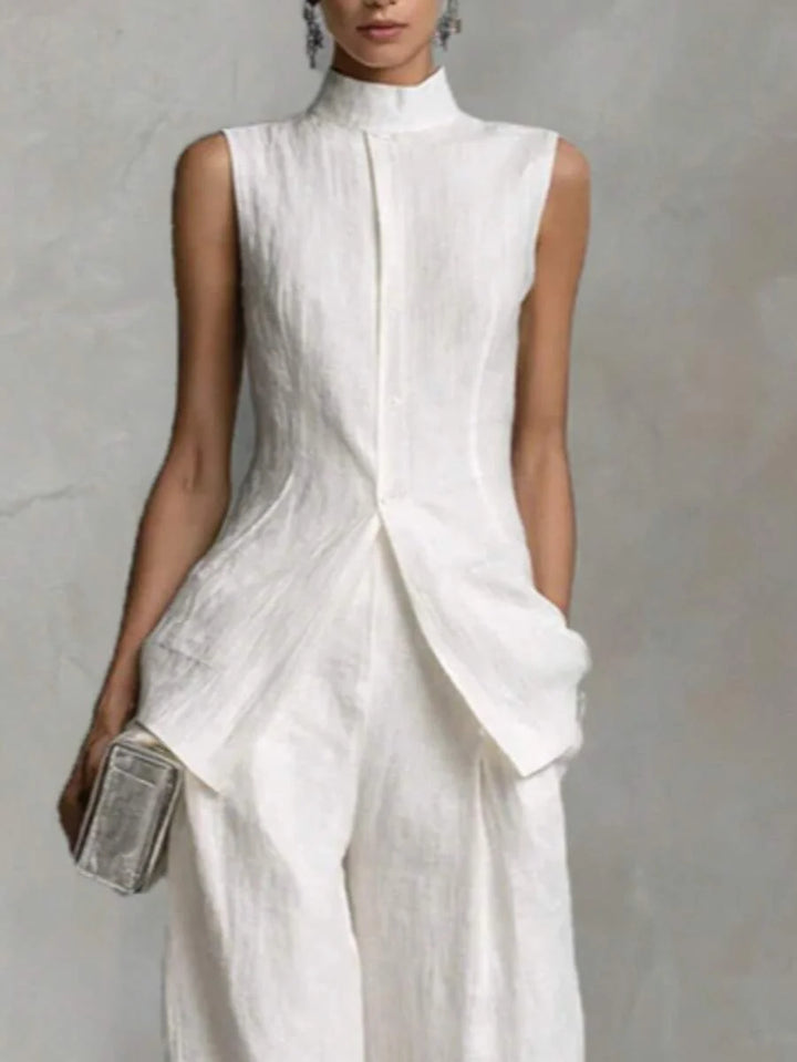 Ophelia | Sleeveless Shirt & Wide-Leg Pants Set