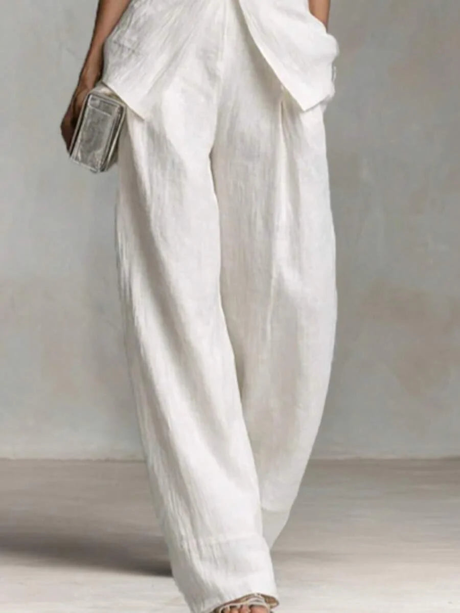 Ophelia | Sleeveless Shirt & Wide-Leg Pants Set