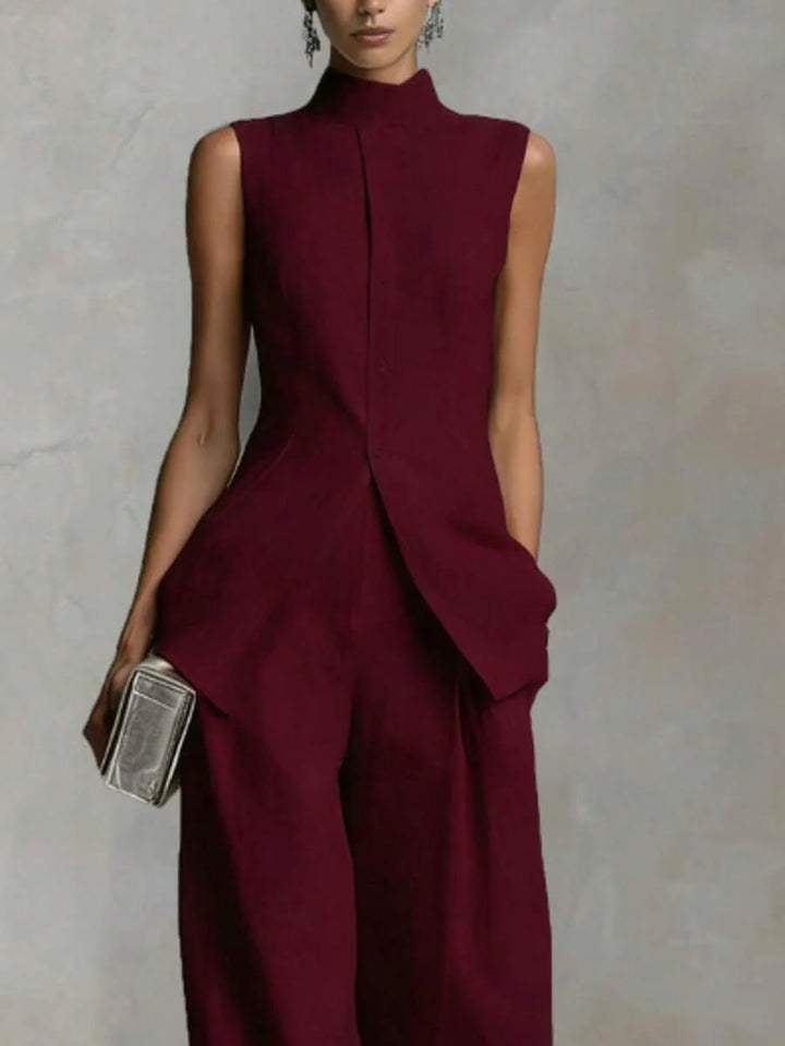 Ophelia | Sleeveless Shirt & Wide-Leg Pants Set
