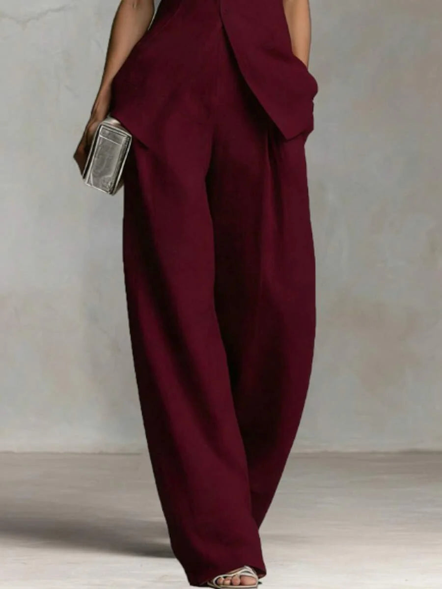 Ophelia | Sleeveless Shirt & Wide-Leg Pants Set