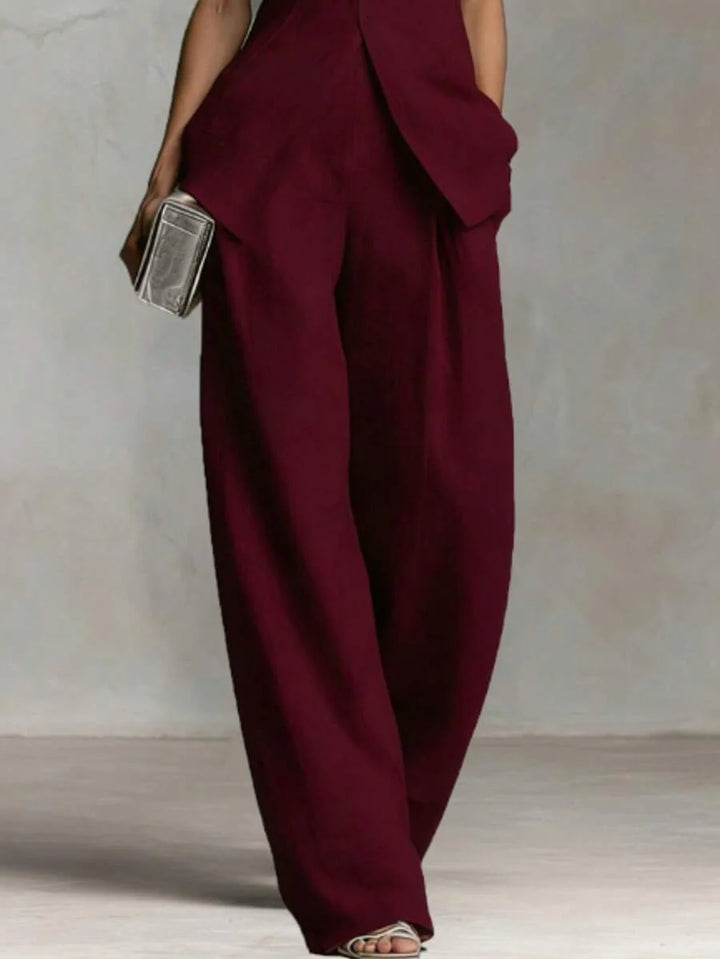 Ophelia | Sleeveless Shirt & Wide-Leg Pants Set