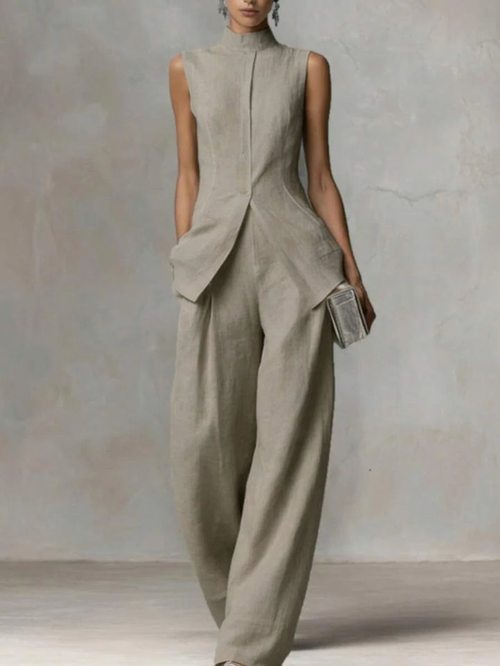 Ophelia | Sleeveless Shirt & Wide-Leg Pants Set