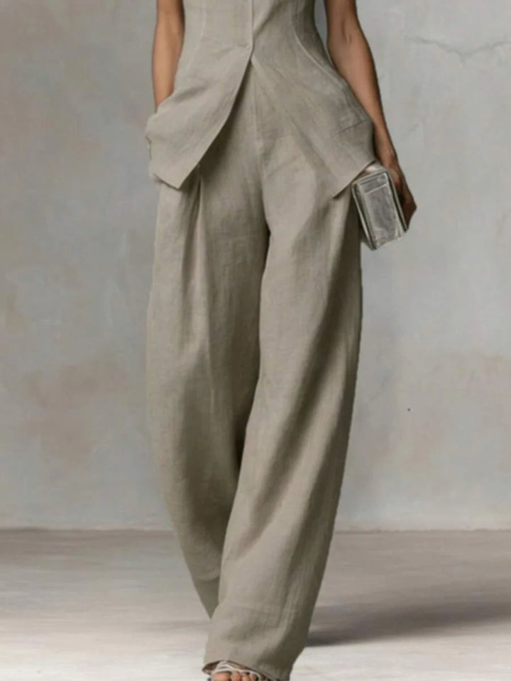 Ophelia | Sleeveless Shirt & Wide-Leg Pants Set
