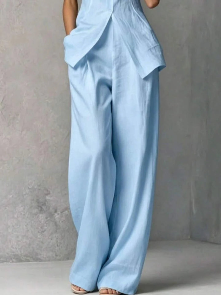 Ophelia | Sleeveless Shirt & Wide-Leg Pants Set