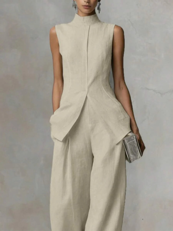 Ophelia | Sleeveless Shirt & Wide-Leg Pants Set