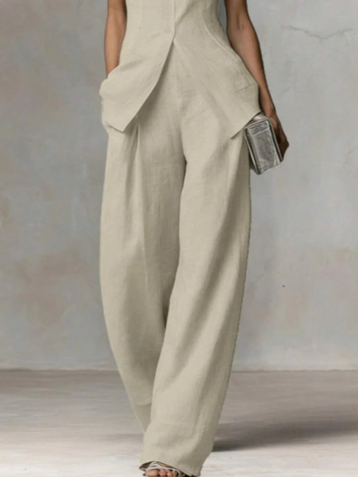 Ophelia | Sleeveless Shirt & Wide-Leg Pants Set