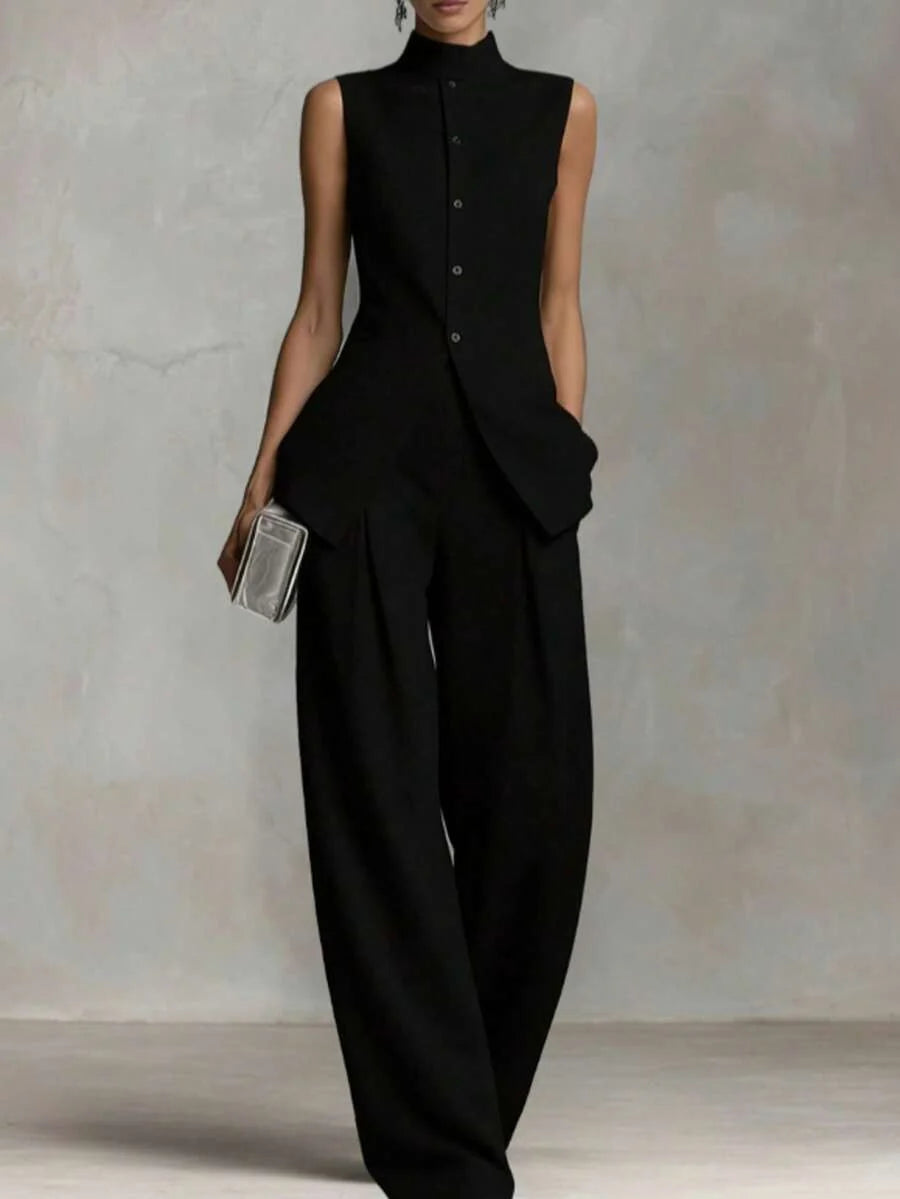 Ophelia | Sleeveless Shirt & Wide-Leg Pants Set