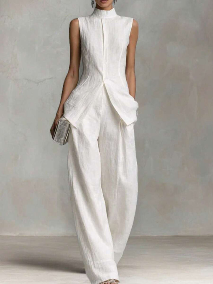 Ophelia | Sleeveless Shirt & Wide-Leg Pants Set