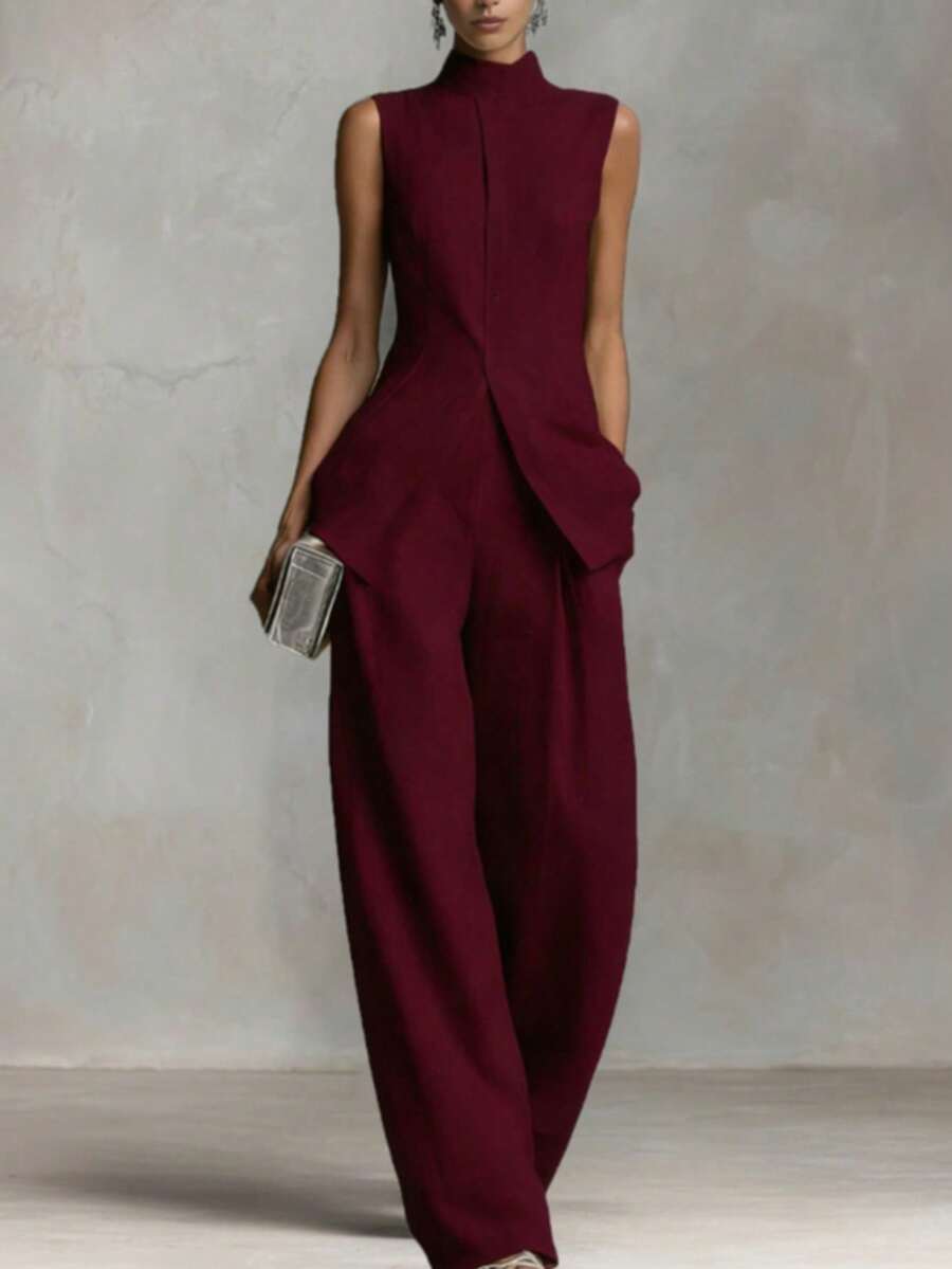 Ophelia | Sleeveless Shirt & Wide-Leg Pants Set