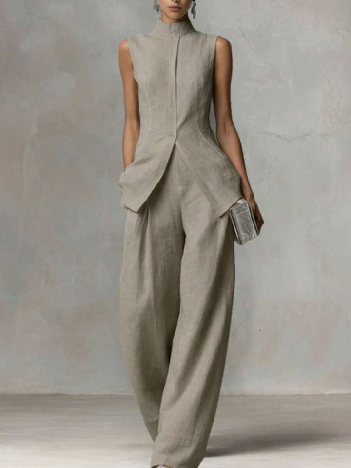 Ophelia | Sleeveless Shirt & Wide-Leg Pants Set
