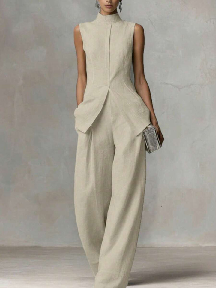 Ophelia | Sleeveless Shirt & Wide-Leg Pants Set