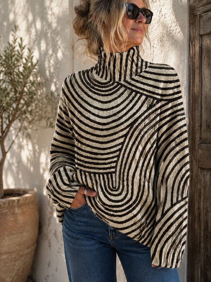 Ruth | Striped Roll Neck Turtleneck Sweater for Women