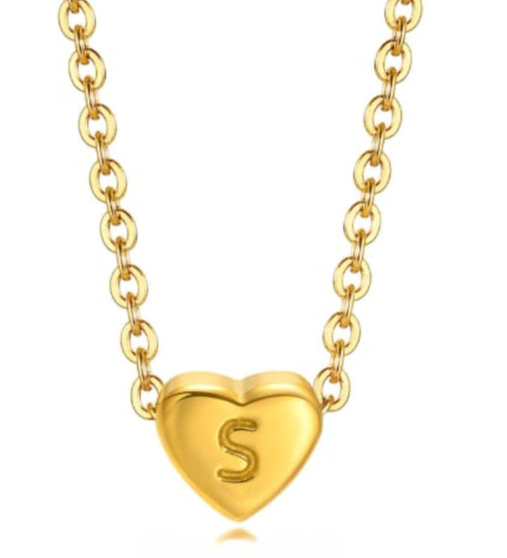 Mini Heart Initial Necklace