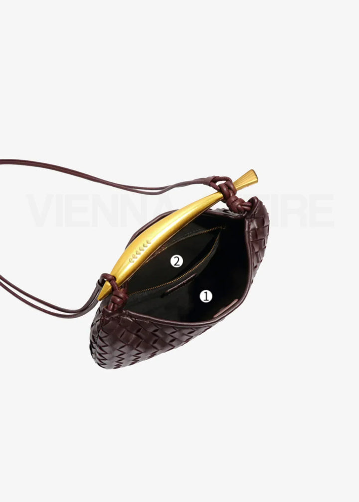 Alexandra – Woven Pattern Bag with Gold Handle