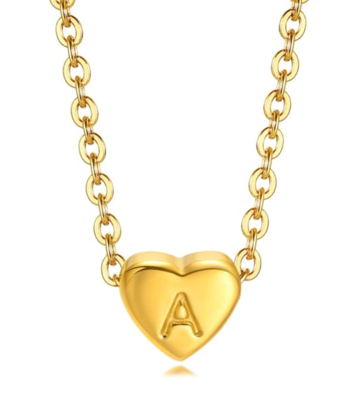 Mini Heart Initial Necklace