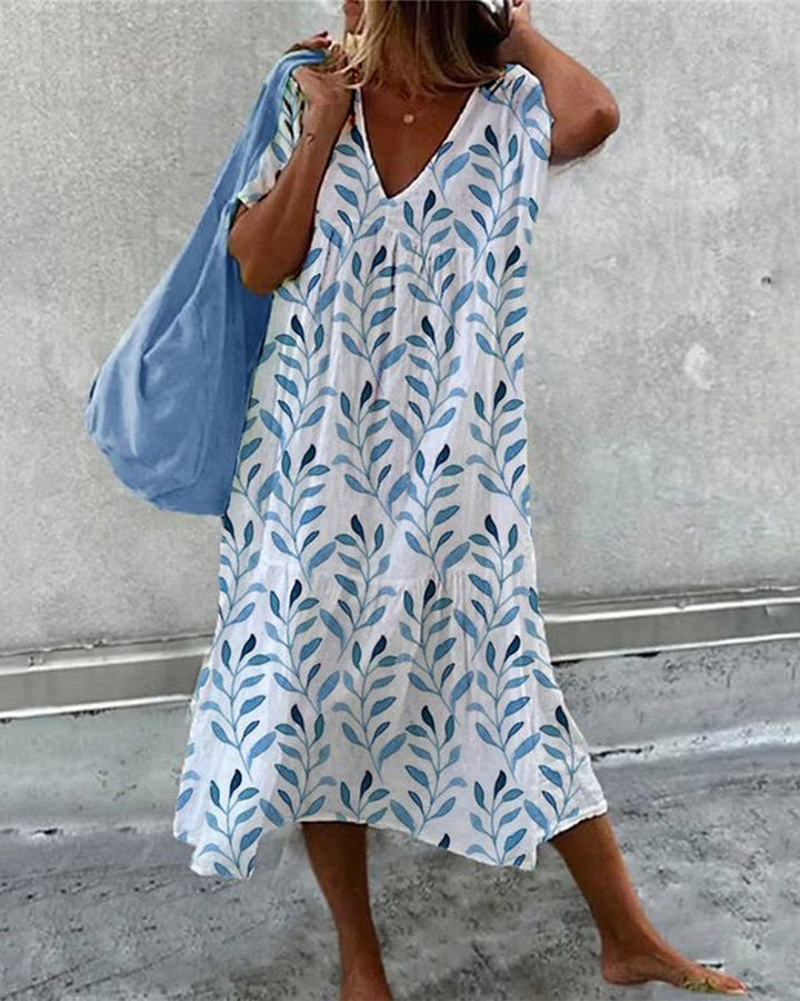 Amara | Leaf Print Midi Dress