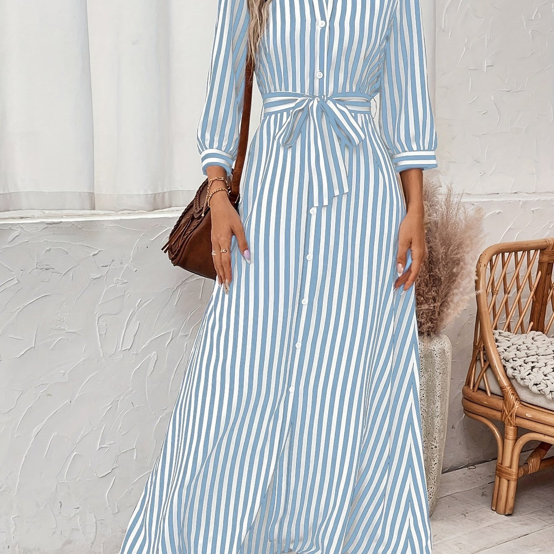 Meredith | Belted Shirt Maxi Dress