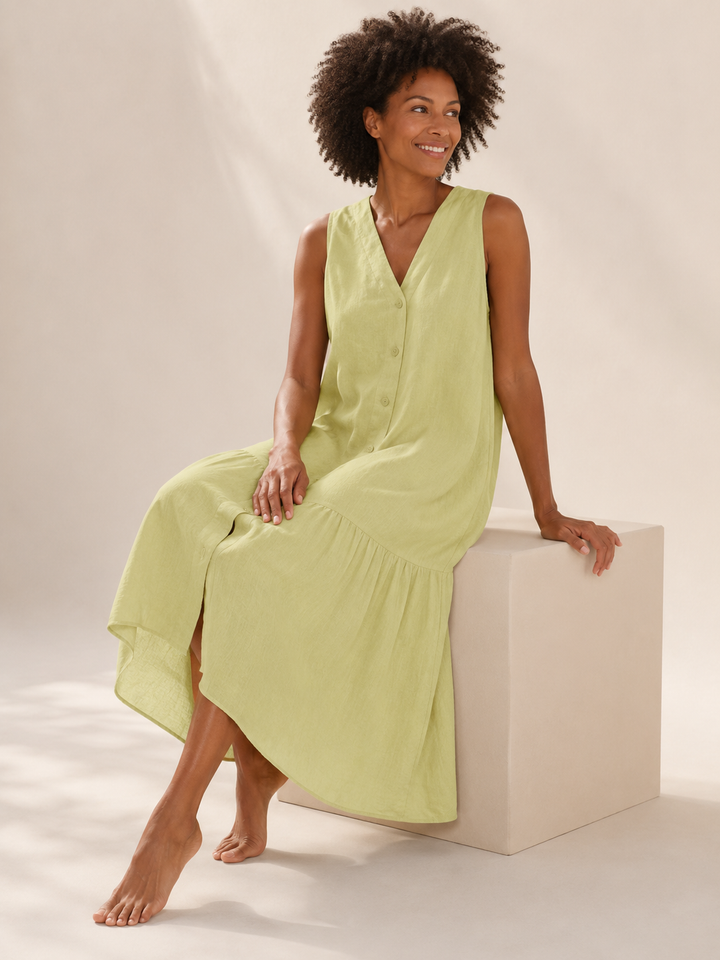 Noor | Patchwork V-Neck Midi Dress