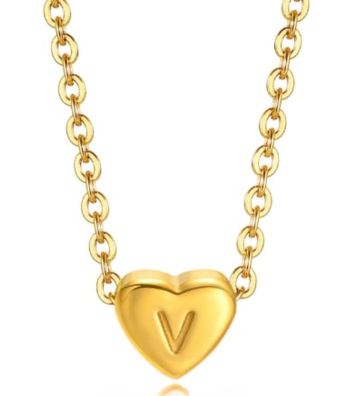Mini Heart Initial Necklace