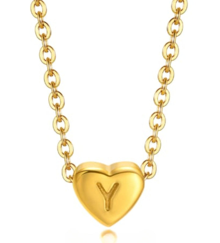 Mini Heart Initial Necklace