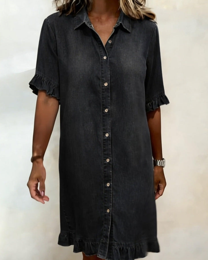 Lorea | Comfortable Denim Dress with Flattering Ruching