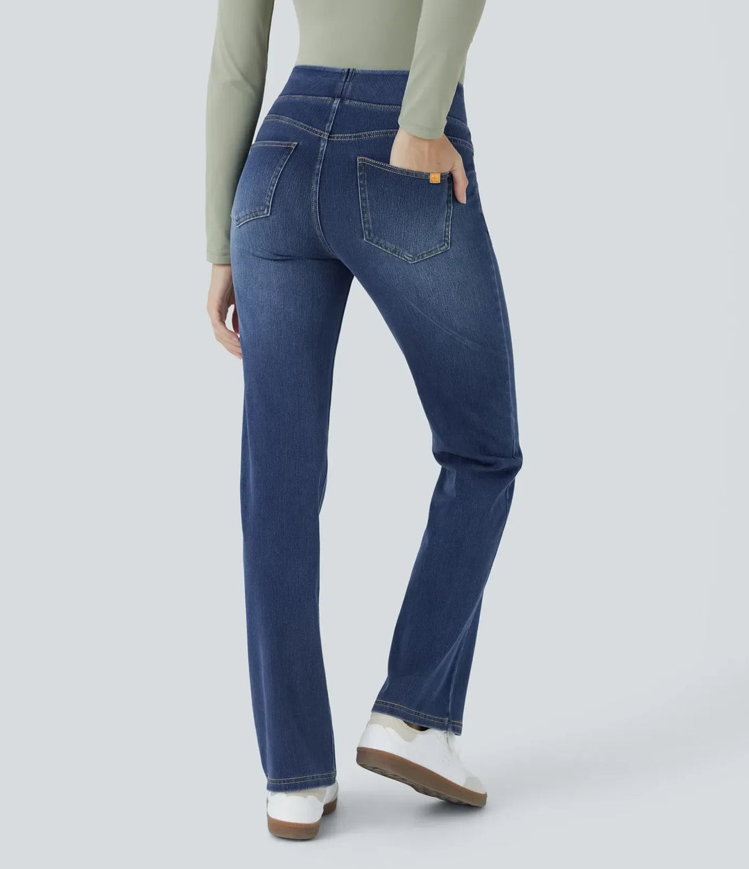 Premium Wash™ High Waisted Pockets Washed Casual Bootcut Jeans