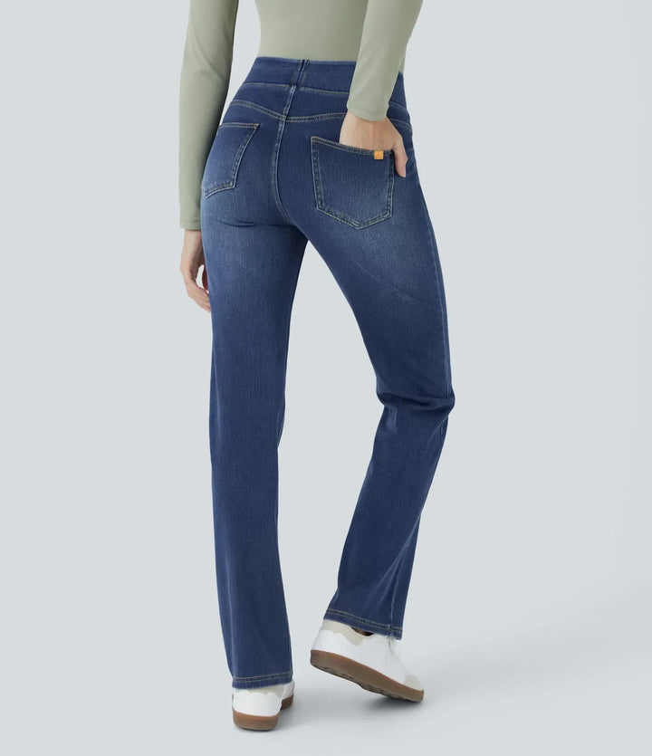 Premium Wash™ High Waisted Pockets Washed Casual Bootcut Jeans