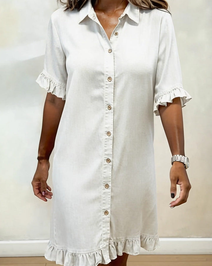 Lorea | Comfortable Denim Dress with Flattering Ruching