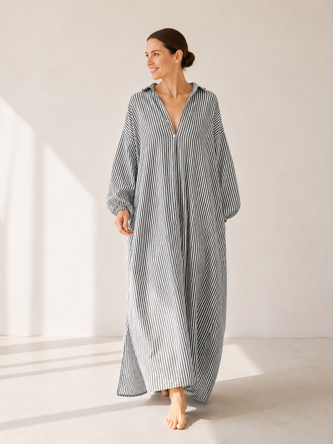 Margaux | Striped Linen Shirt Dress