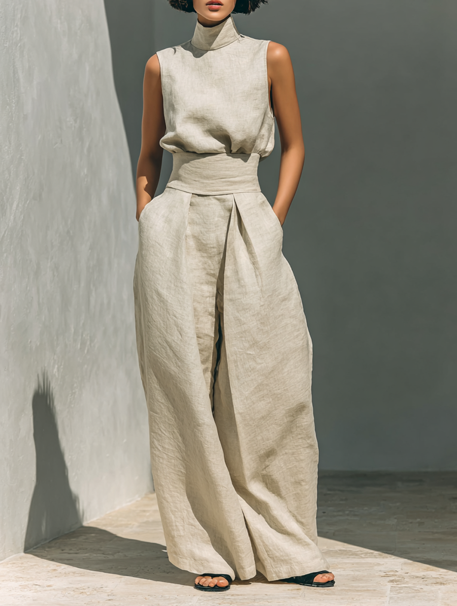 Sage | Sleeveless Blouse & Pants Set