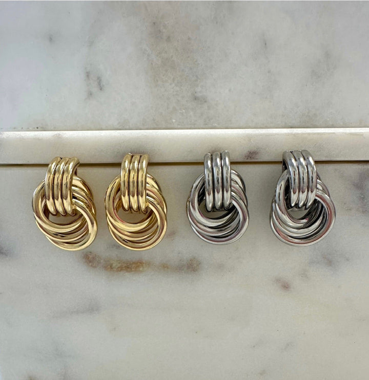 Triple Knot Earrings | Silver