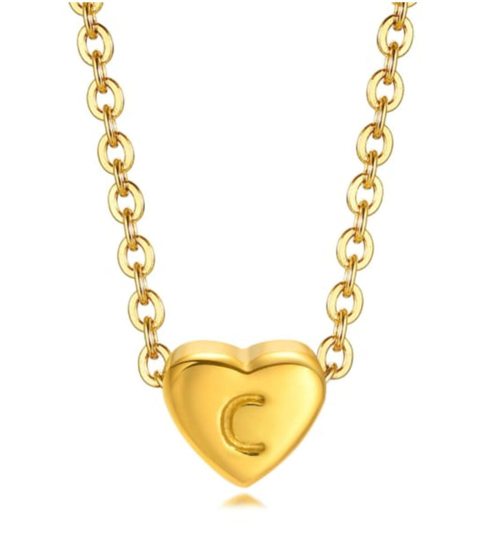 Mini Heart Initial Necklace