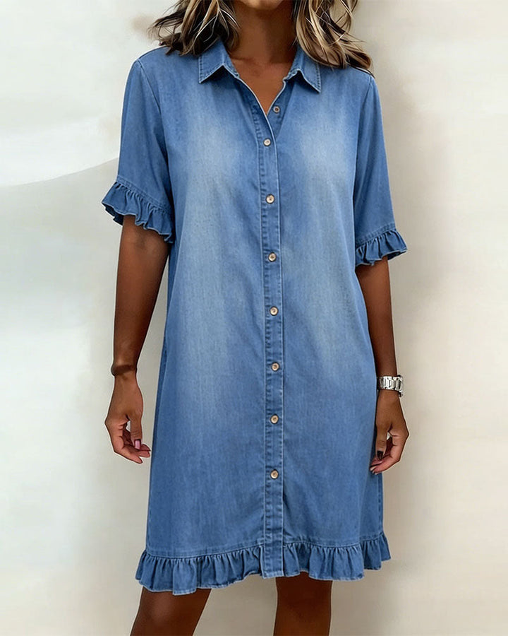 Lorea | Comfortable Denim Dress with Flattering Ruching