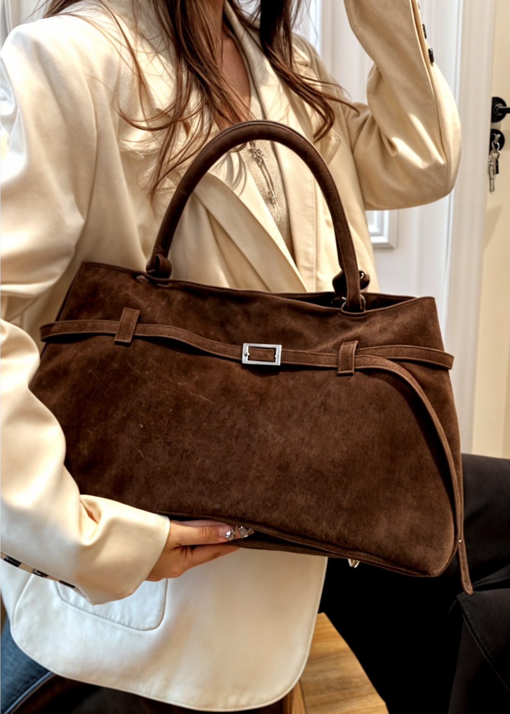 Rosa | Large Vegan Suede Tote