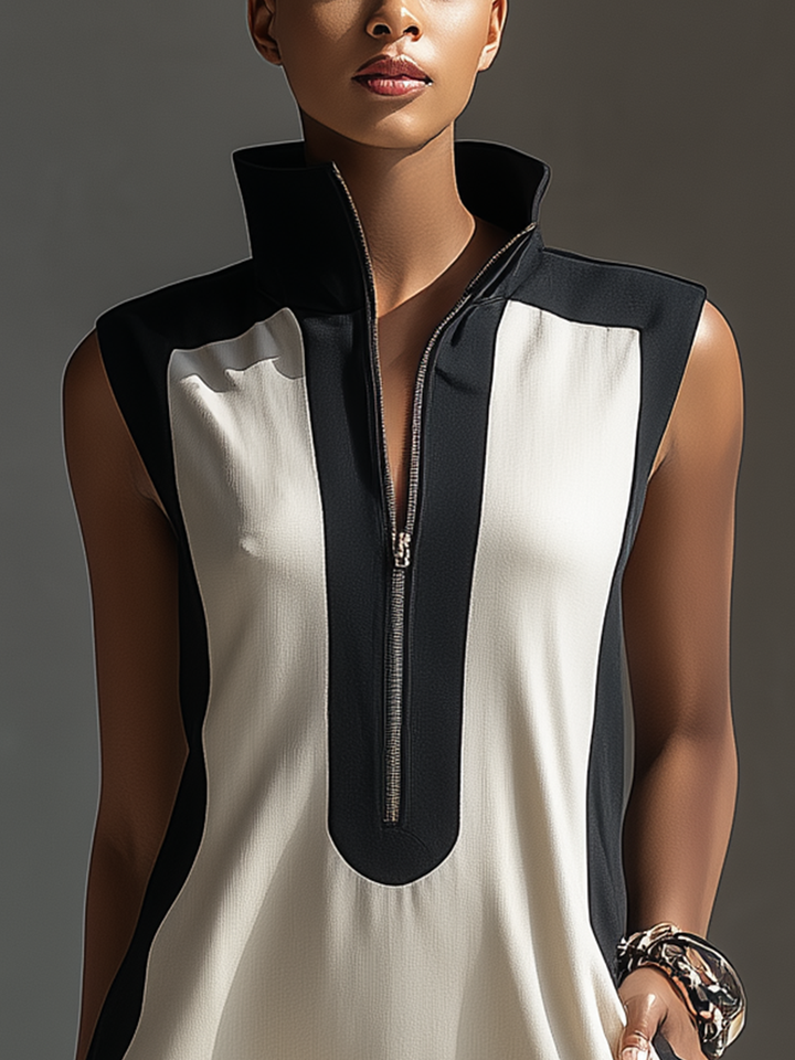 Zoe | Color-Block Zip Mini Dress