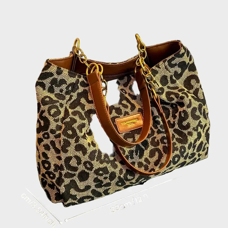 Lush | Leopard Tote with Chain Straps