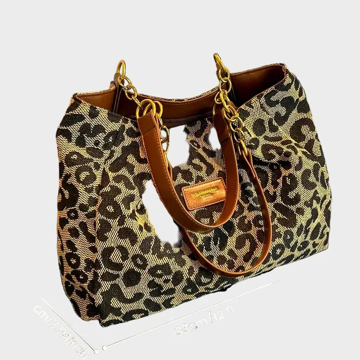 Lush | Leopard Tote with Chain Straps