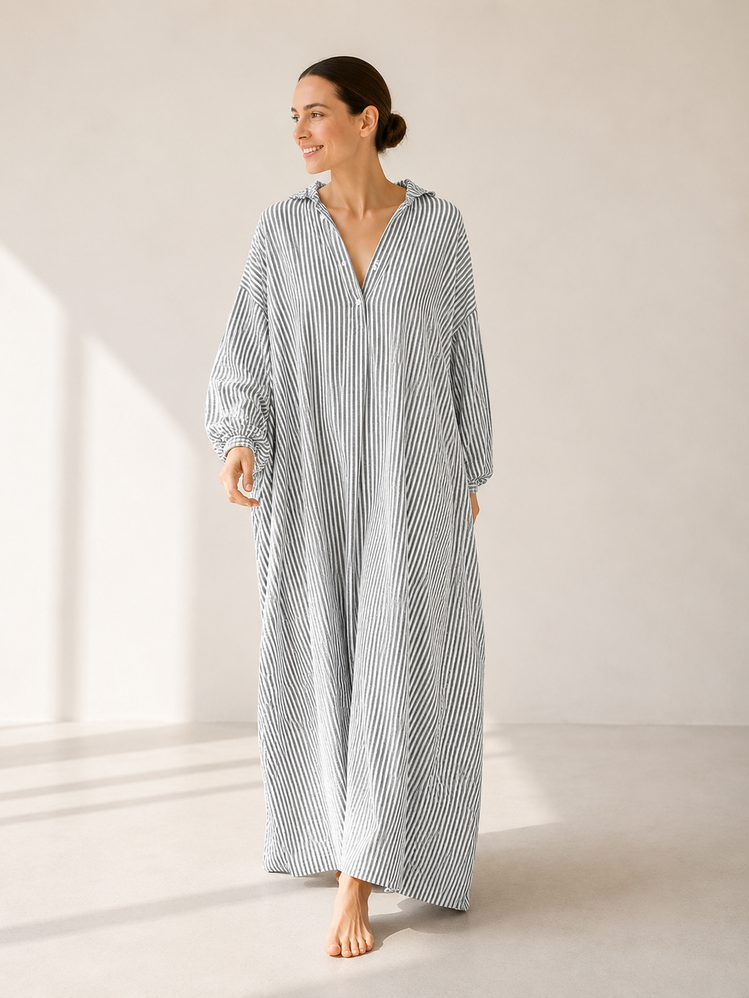 Margaux | Striped Linen Shirt Dress