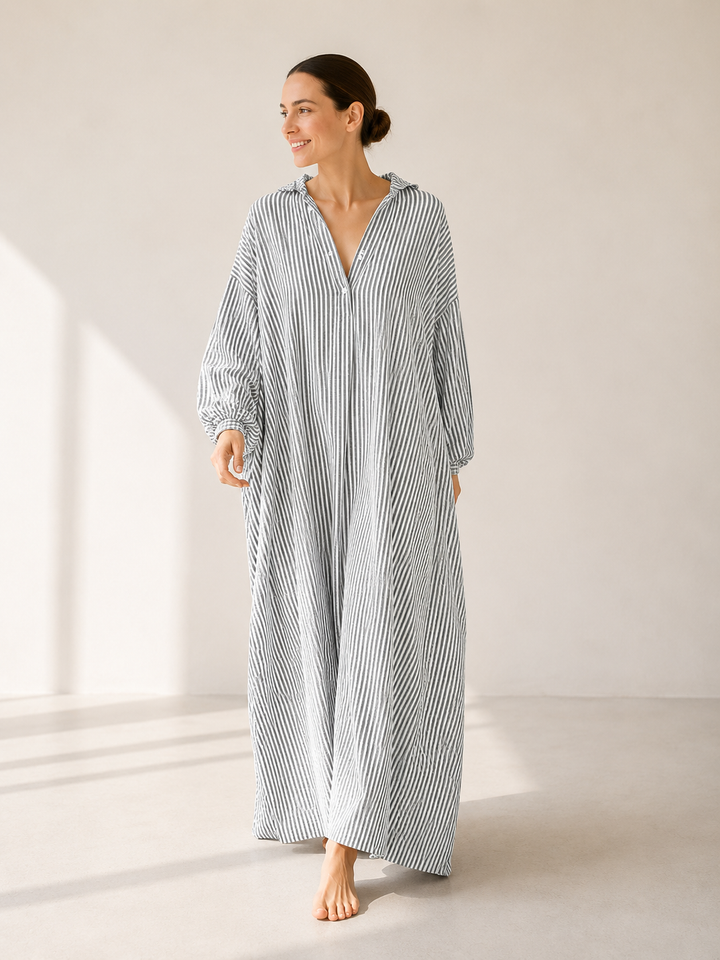 Margaux | Striped Linen Shirt Dress